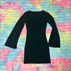 Flare Sleeve V Neck Dress